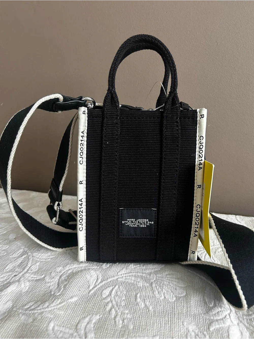 Marc Jacobs The Tote Bag Mini Crossbody in Black & White New